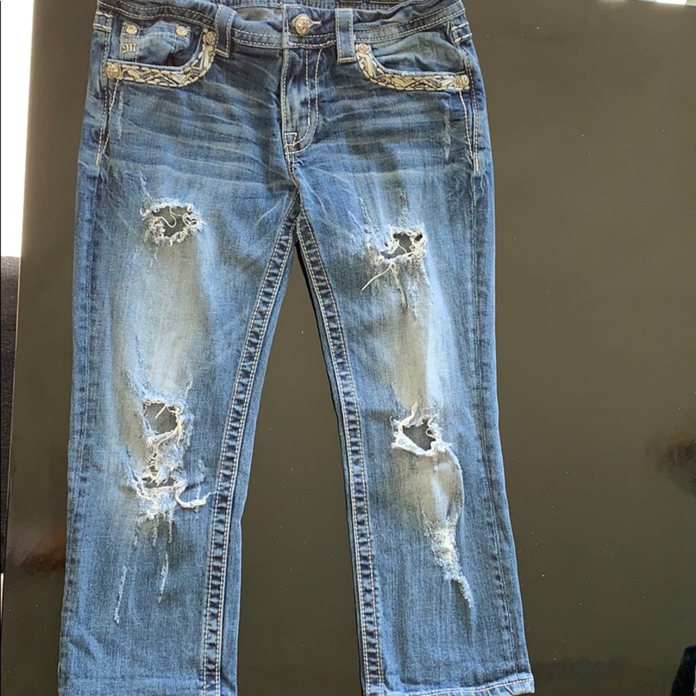 Cropped denim jeans